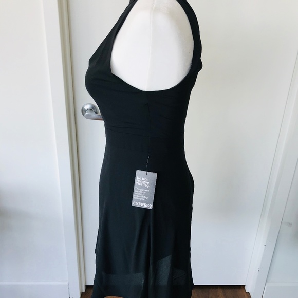 EXPRESS Black halter dress w/front & back keyhole - Picture 2 of 3
